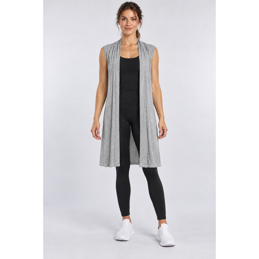 Joseph A Womens XL Gray Sleeveless Cardigan Open Front Knit Rayon Cover Up Vest